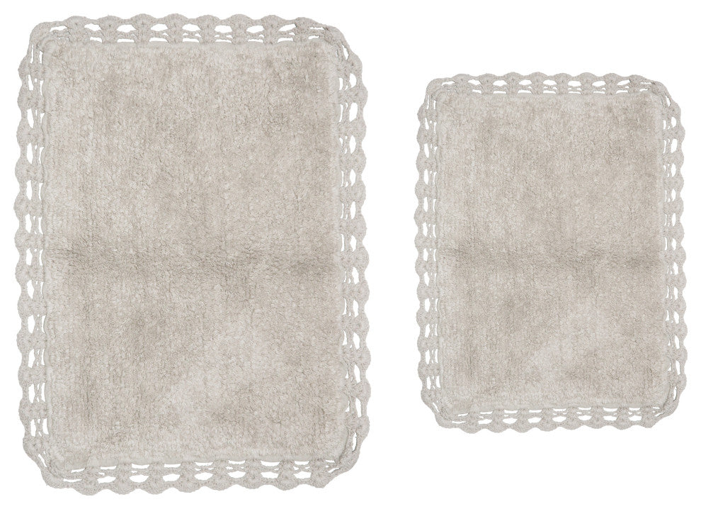 Hudson Bath Rug, 2 Piece Set 17"x24", 21"x34", Ivory