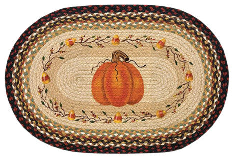 Earth Rugs OP-319 Pumpkin Candy Corn Oval Patch 20" x 30"