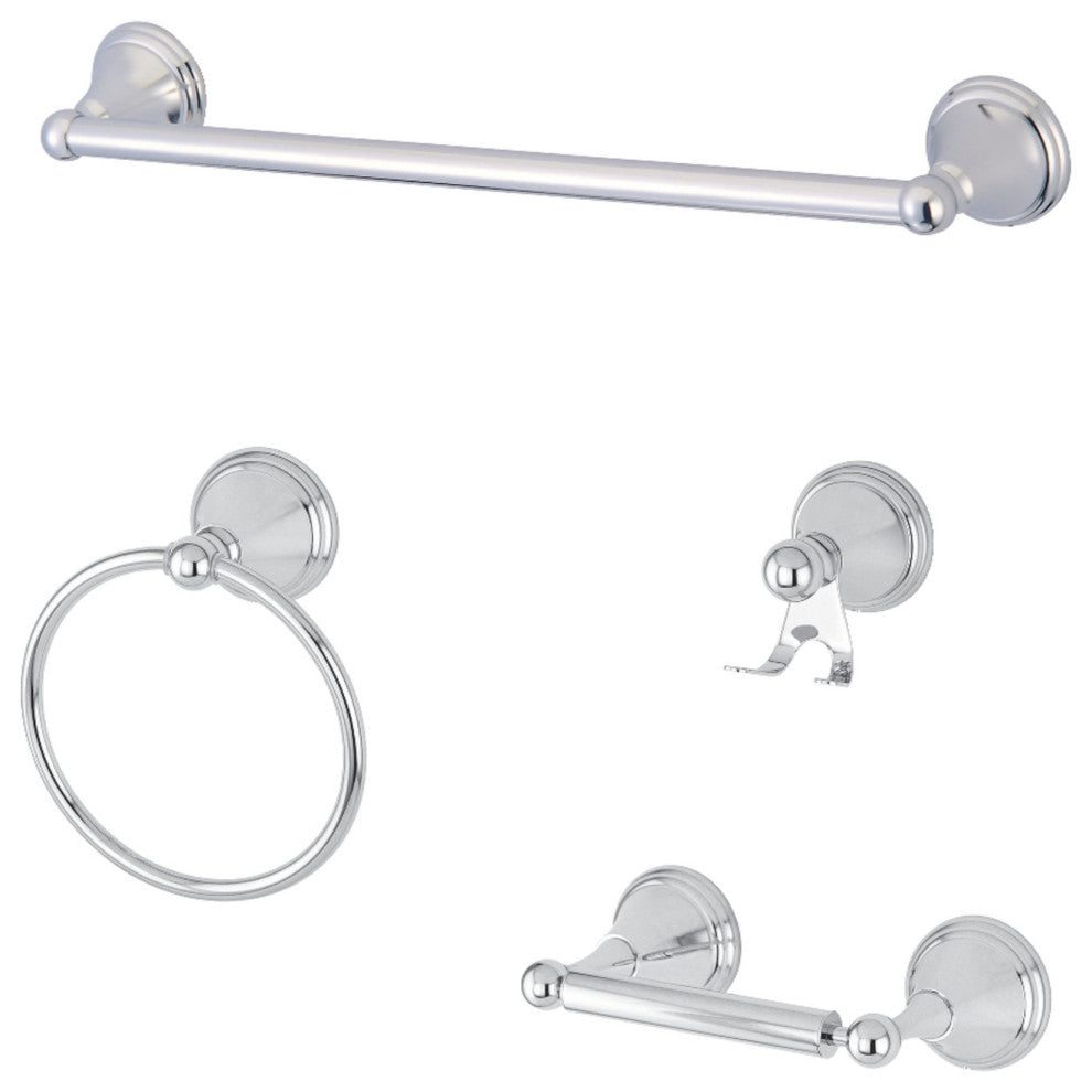 Kingston Brass 4-Piece Bathroom Accessory Set, Polished Chrome