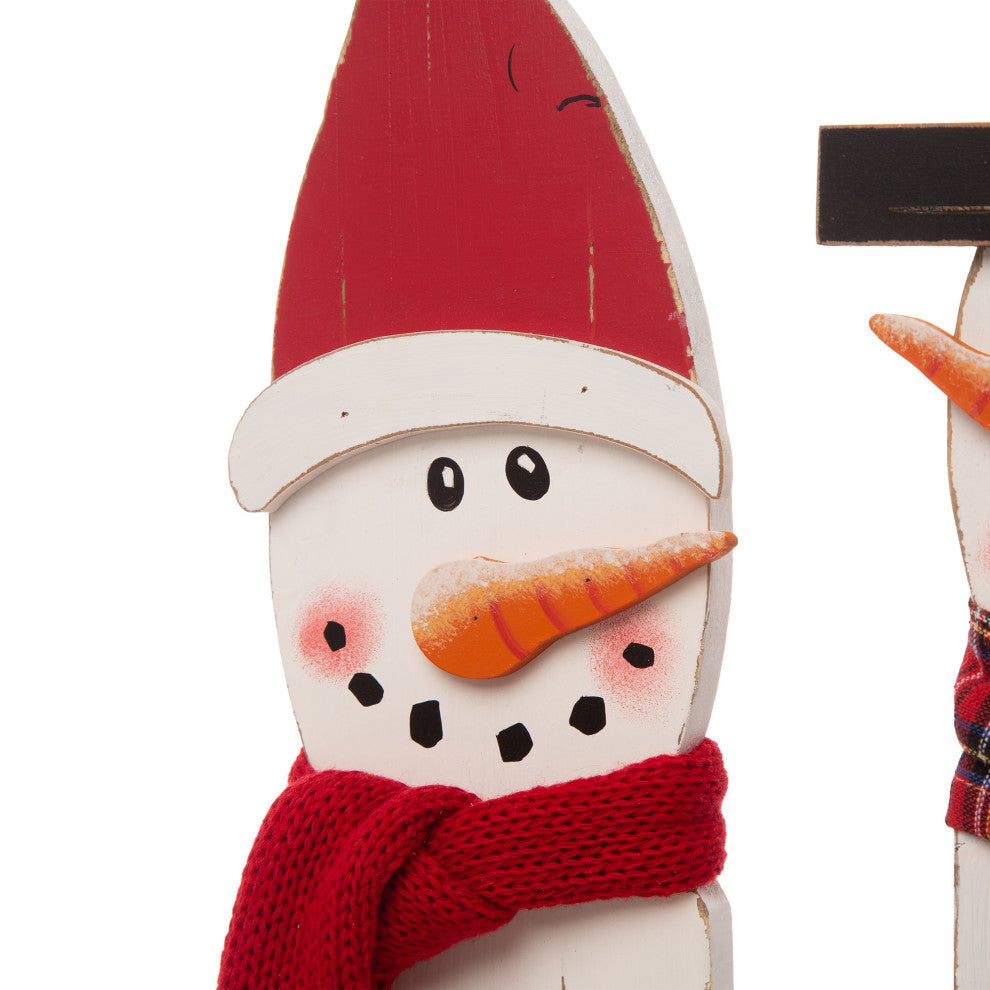 35.43"H Wooden Snowman Family Porch Decor