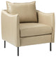 Traditional Leather Armchair With Metal Legs, Beige