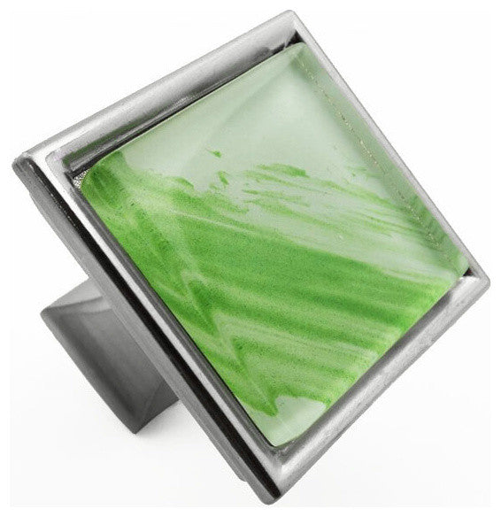 Hand Brush Green Tilted Stroke Crystal Glass Brushed Nickel Madison Classic Knob