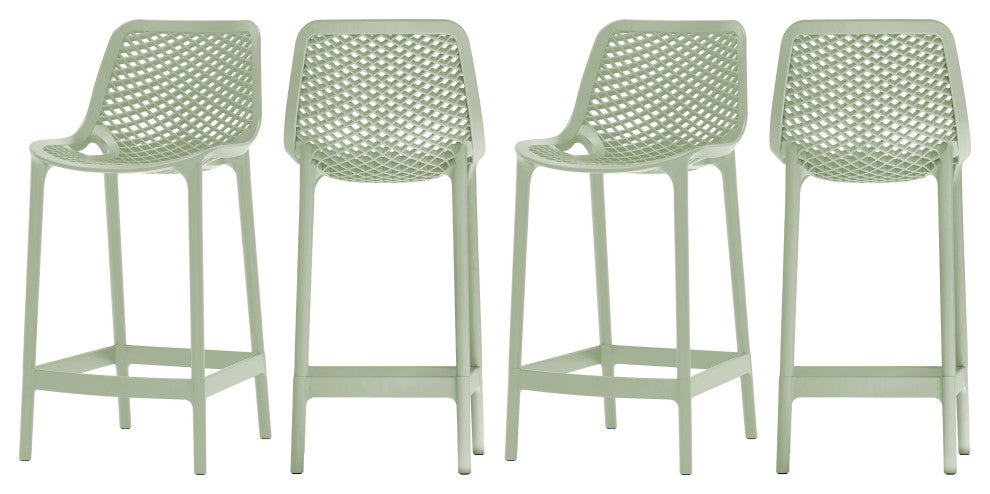 Mykonos Outdoor Patio Stool (Set of 4), Mint