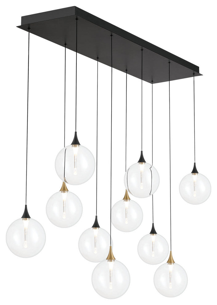 Iissa 10L 47" Gold-Black Clear Chandelier