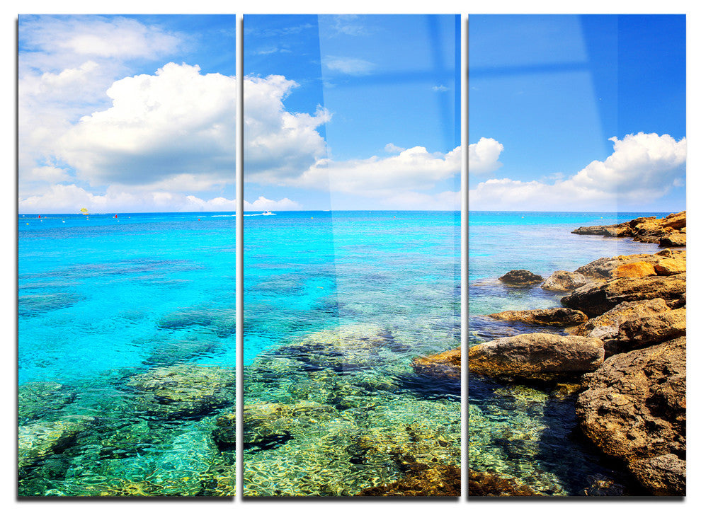 "Bright Summer Day in Sea" Metal Wall Art, 3 Panels, 36"x28"