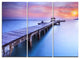 "Wooden Bridge Over Blue Waters" Sea Pier Metal Wall Art, 3 Panels, 36"x28"
