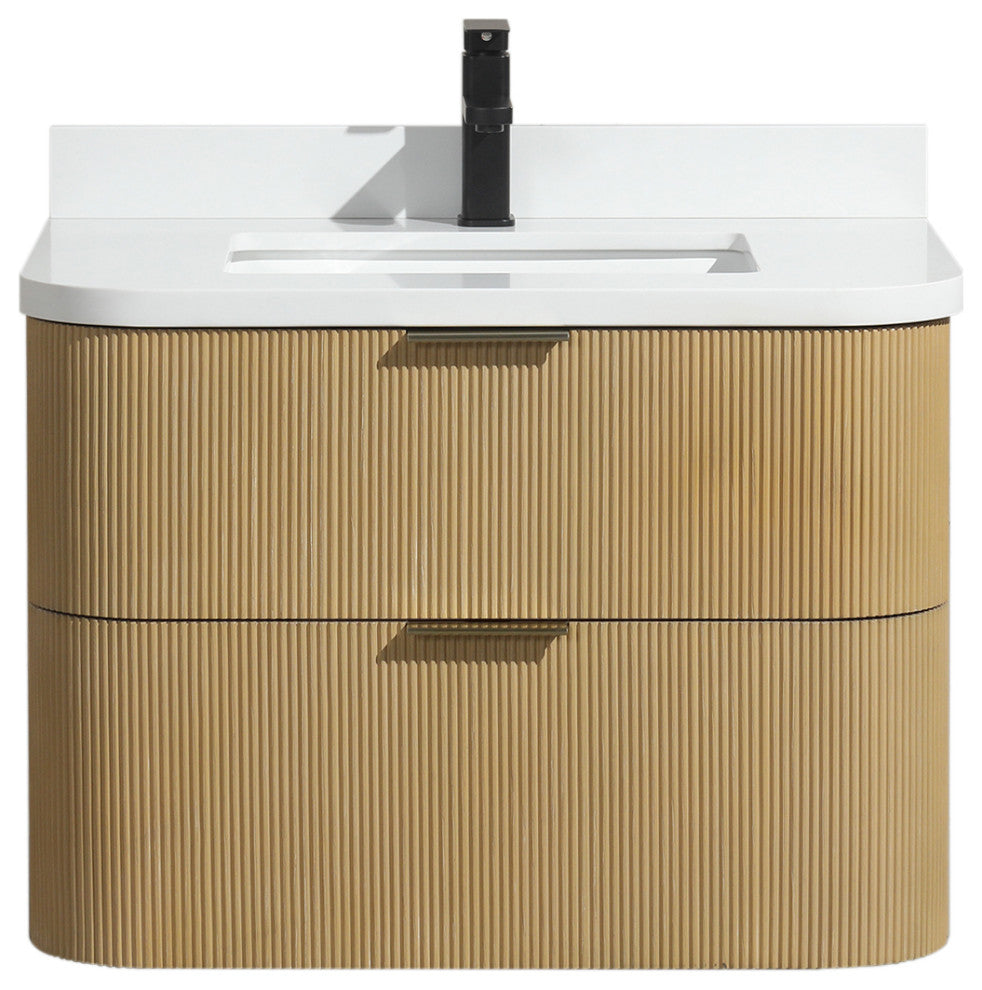 Ari Kitchen and Bath Chantal 30" Floating Bathroom Vanity Oak