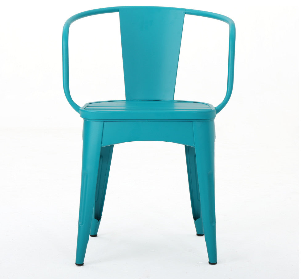 GDF Studio 3-Piece Collins Outdoor Matte Green Iron Bistro Set, Matte Teal