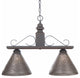 Wood and Iron Island Bar Light With Punched Tin Shades, Black