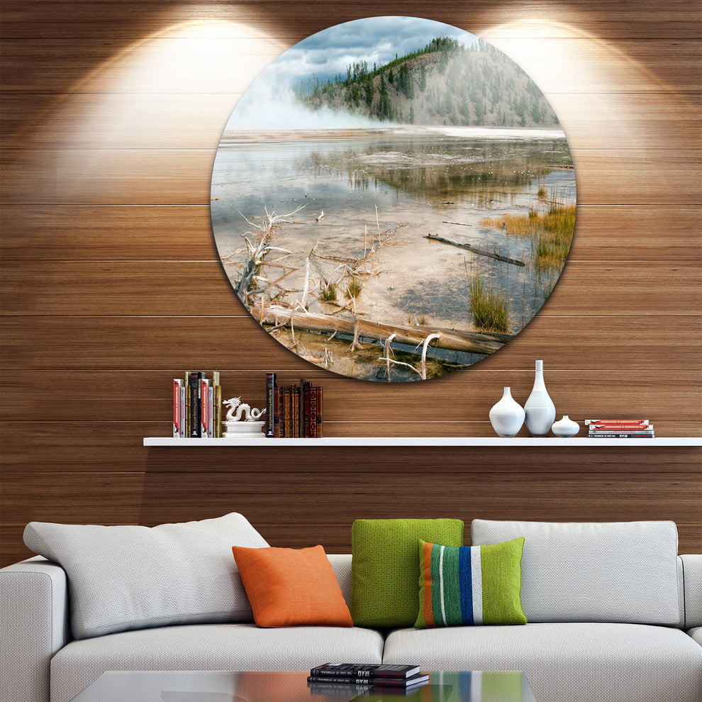 Grand Prismatic Spring, Landscape Photography Disc Metal Wall Art, 36"