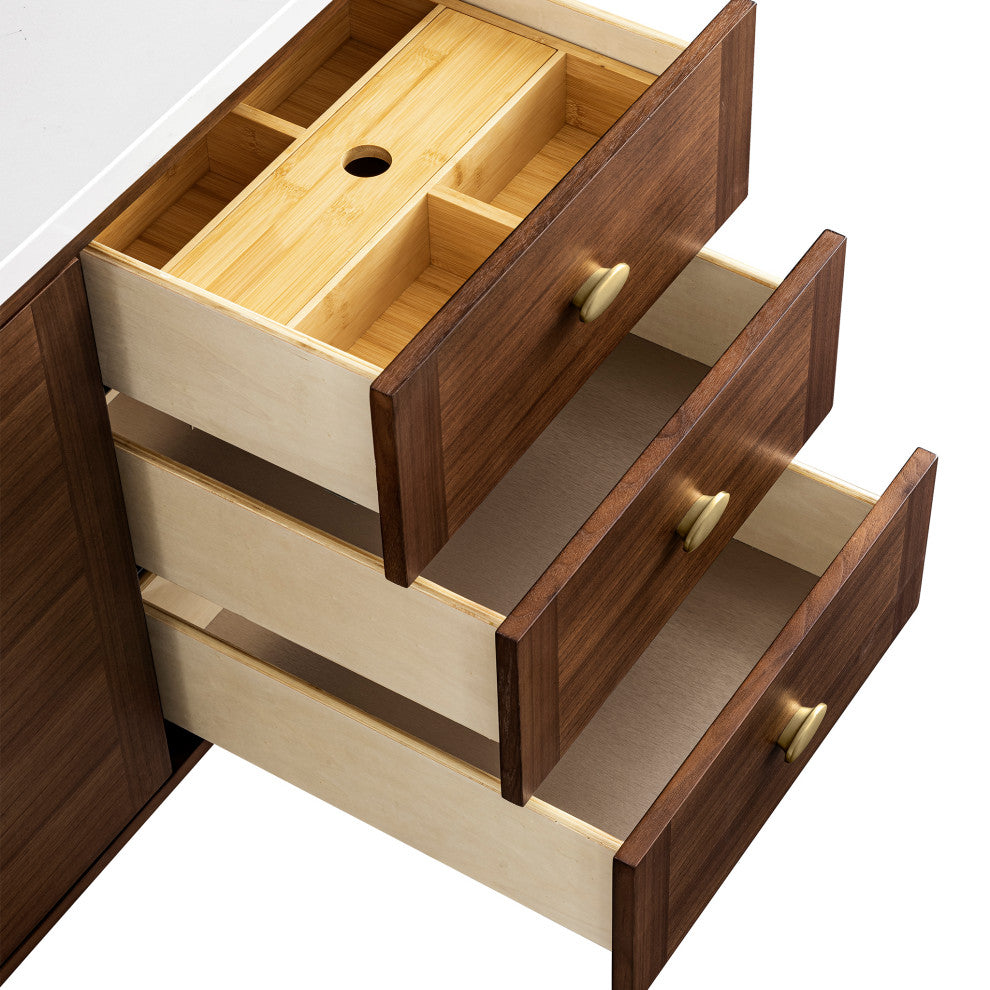 Amberly 60" Single Vanity, Mid-Century Walnut