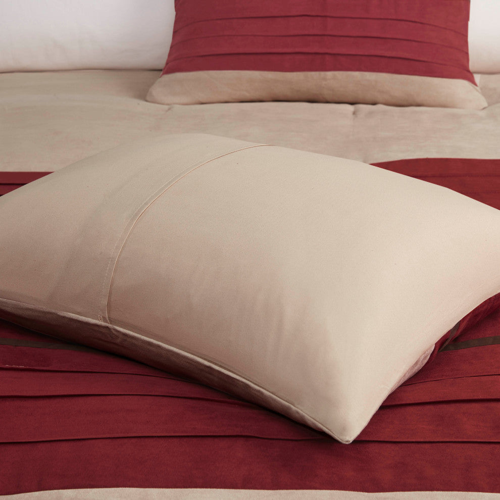 Madison Park Palmer Vera 7-Piece Microsuede Comforter Set, Red