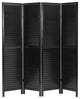 6' Tall Wooden Louvered Room, Black, 4 Panel
