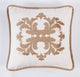 Square Linen Pillow With Velvet Embroidery, 18"x18", Oatmeal
