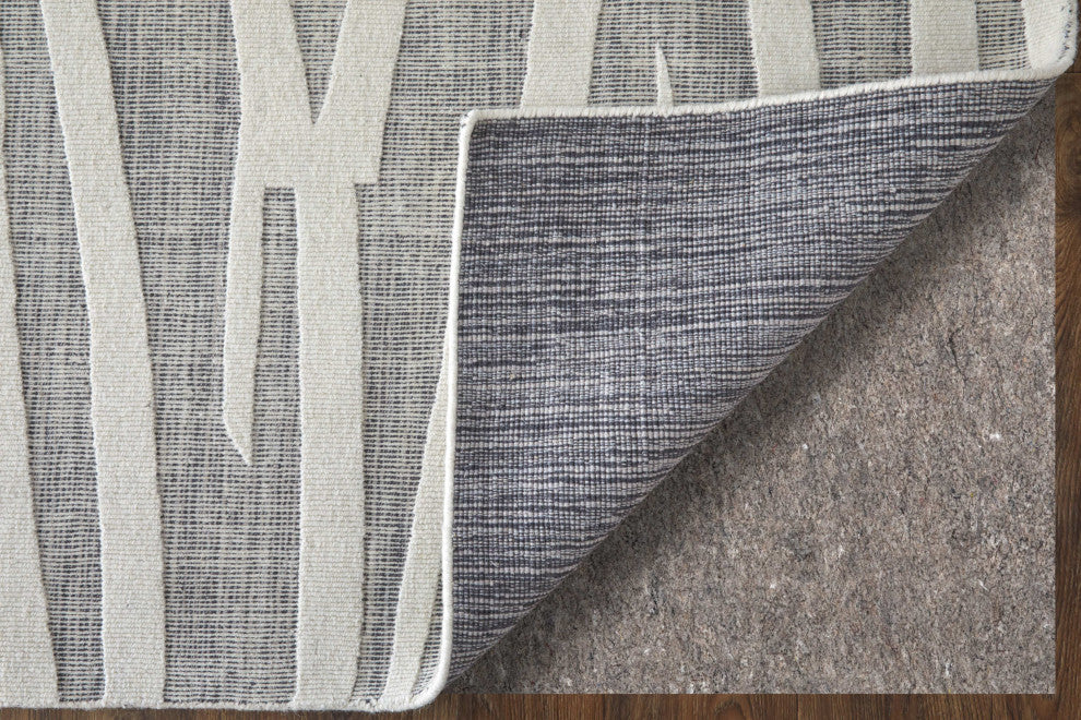 Peconic T8009 Modern/Industrial/Casual Area Rug, Gray/Ivory, 9'x12'