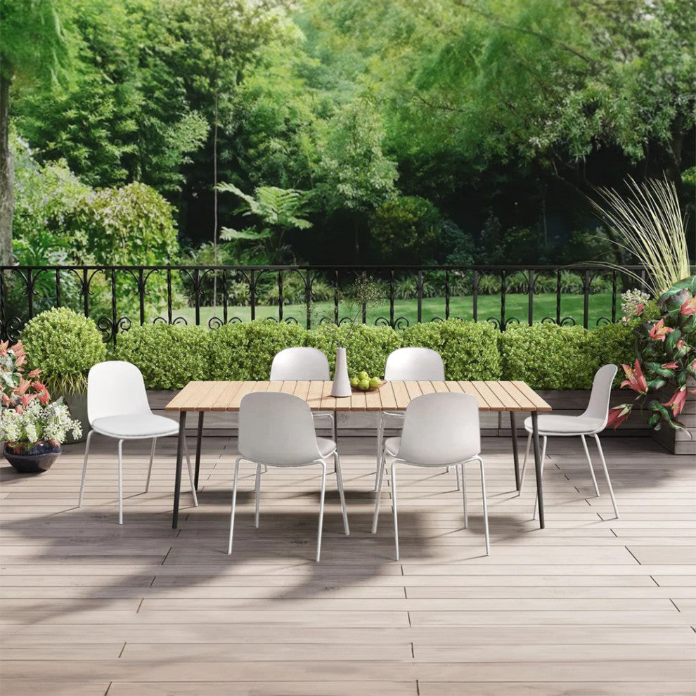 Set of 4 Stackable Dining Stacking Chairs With Padded Seat Faux Leather Metal, White