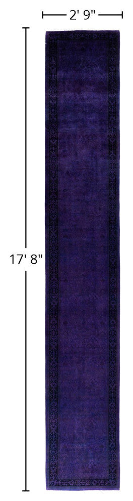 Overdyed One-of-a-Kind Hand-Knotted Area Rug Purple, 2' 9" x 17' 8"