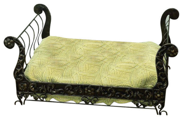 Antique Bronze Iron Sleigh Pet Dog Bed, Metal Frame
