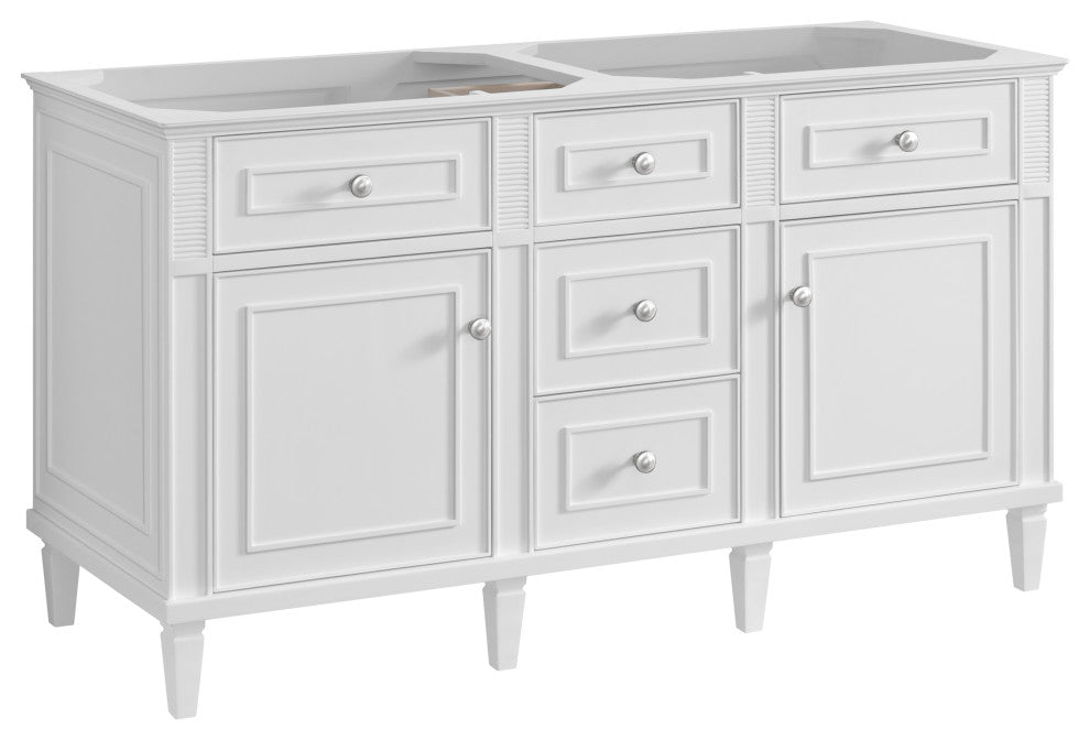 Lorelai 60" Double Vanity, Bright White, 3 CM White Zeus Top