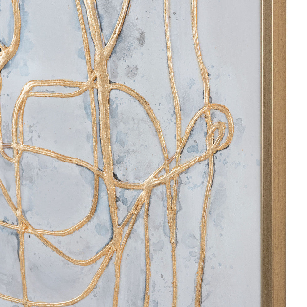 Gilded Lines Canvas Wall Art With Gold Frame