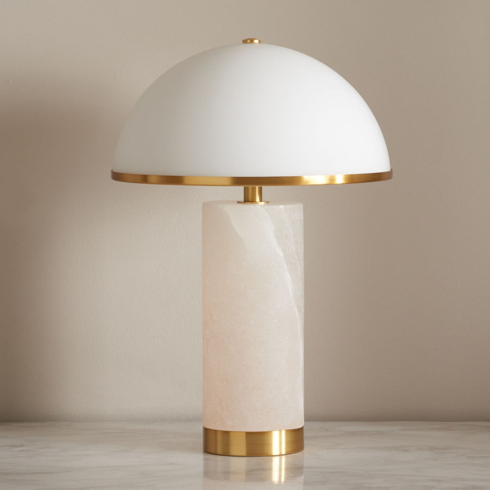 Safavieh Couture Izabel Alabaster Table Lamp, Gold/White