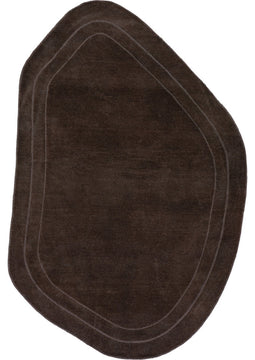 Canyon Abstract Wool Area Rug, Dark Brown 8' 6" x 11' 6" Shaped