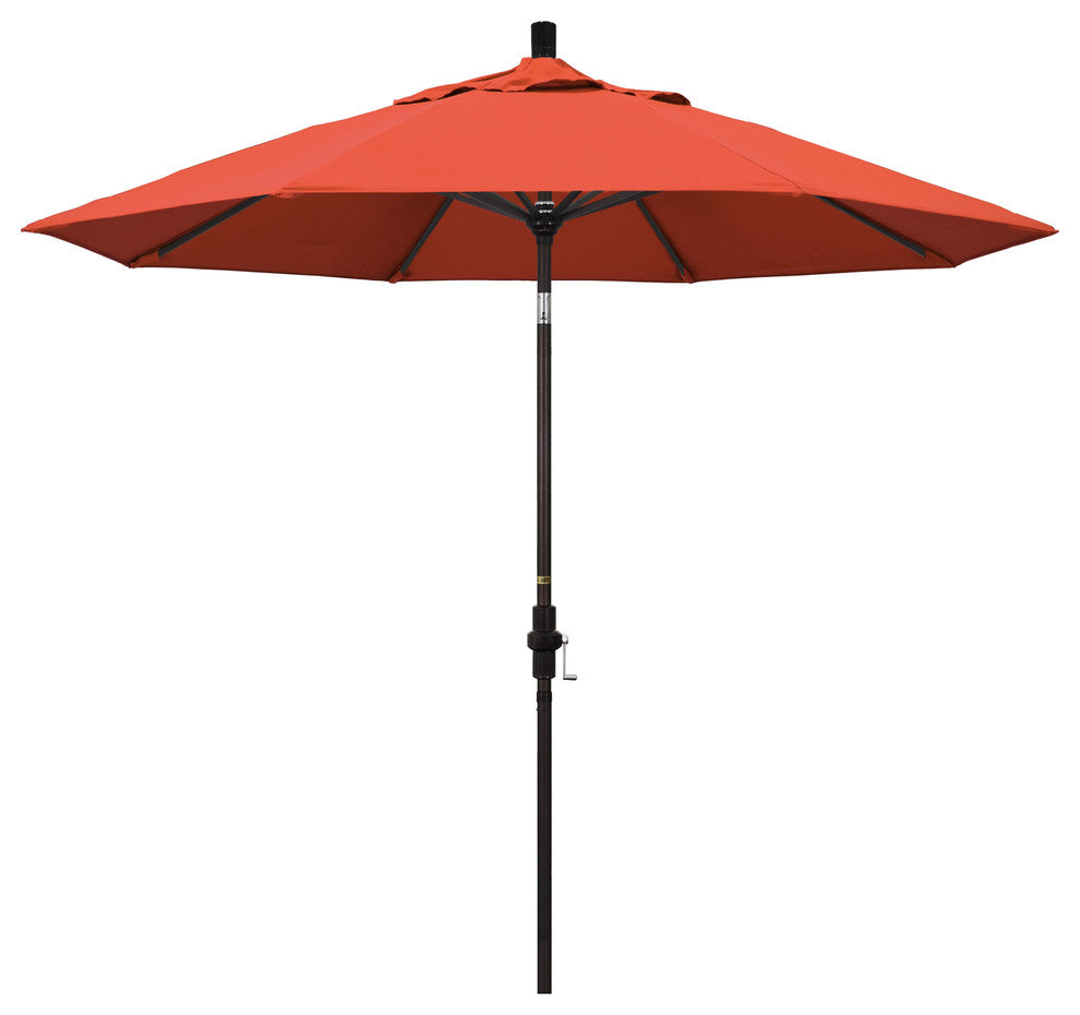 9' Bronze Collar Tilt Crank Aluminum Umbrella, Sunset Olefin