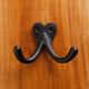 Double Wall Hook Black Cast Iron Hat and Coat Hook