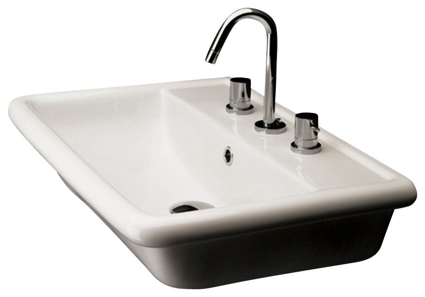 Lacava Alia Collection Lavatory w/Overflow, 3 Faucet Holes, White