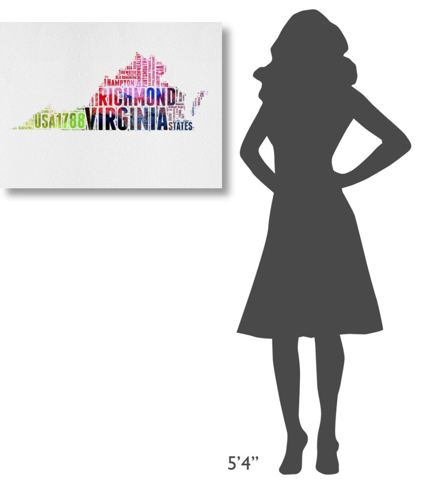 "Virginia Watercolor Word Cloud" Fine Art Print