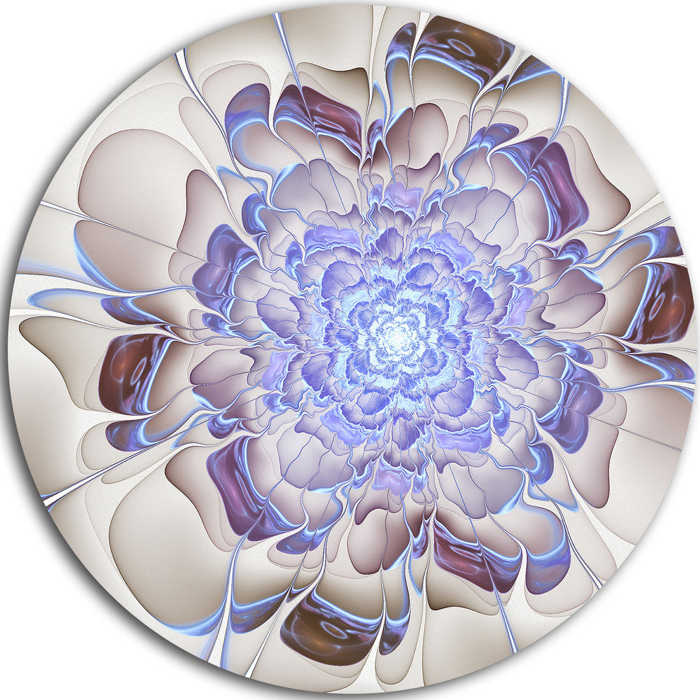 Fractal Flower In Light Blue Digital Art, Floral Round Wall Art, 36"