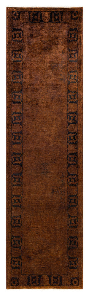 Overdyed One-of-a-Kind Hand-Knotted Area Rug Brown, 3' 0" x 11' 5"