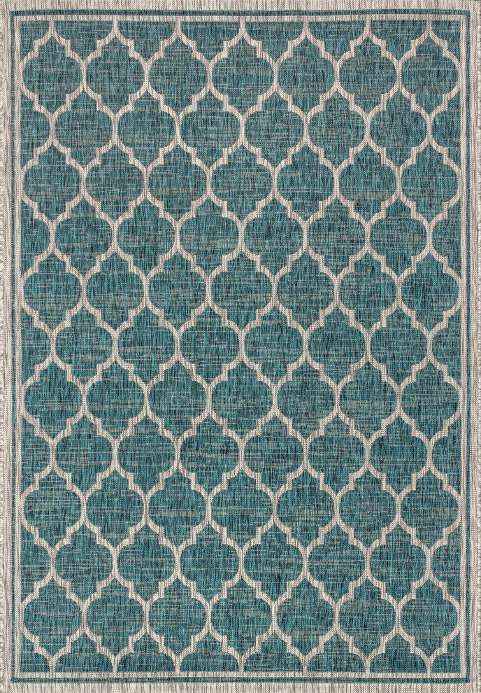 Trebol Moroccan Trellis Textured Weave Indoor/Outdoor Area Rug