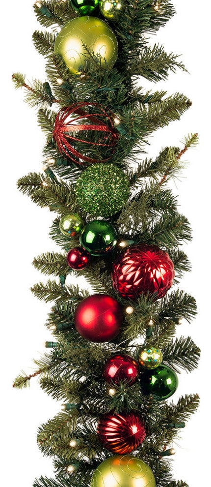 9' Artificial Christmas Garland with Lights, Festive Holiday