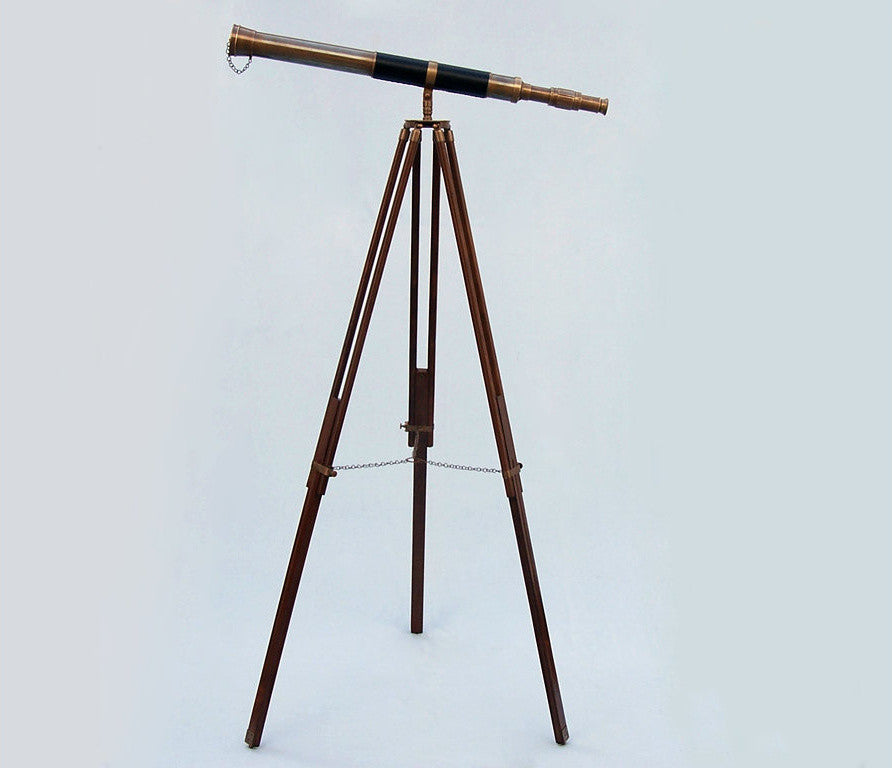 Admiral Floor Standing Antique Brass Telescope 60'', Nautical Telescope