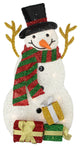 31.5" Lighted Plush Tinsel Snowman With Gift Christmas Yard Art Decoration