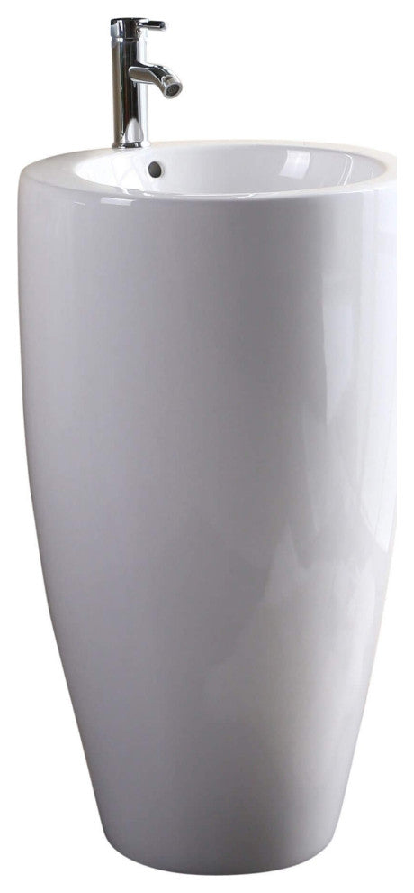 Fine Fixtures Island Pedestal, Elegant 1-Piece Pedestal Sink, Vitreous China