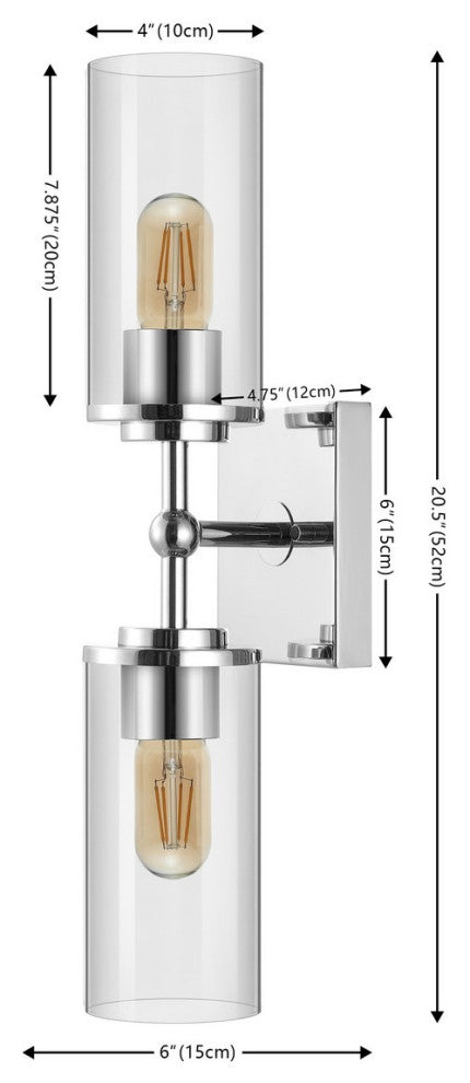 Safavieh Lolita 2 Lt 6" Wall Sconce, Chrome