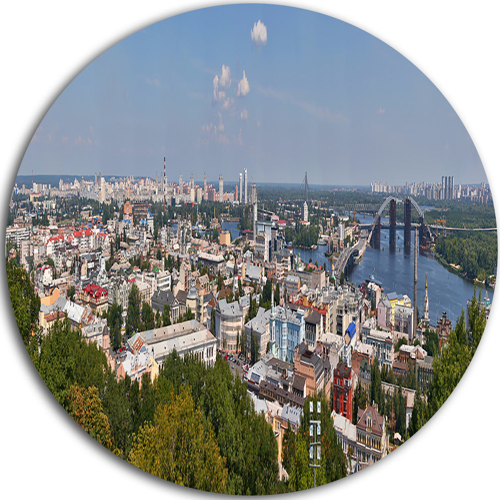 Kiev Cityscape Panorama, Photo Round Wall Art, 36"