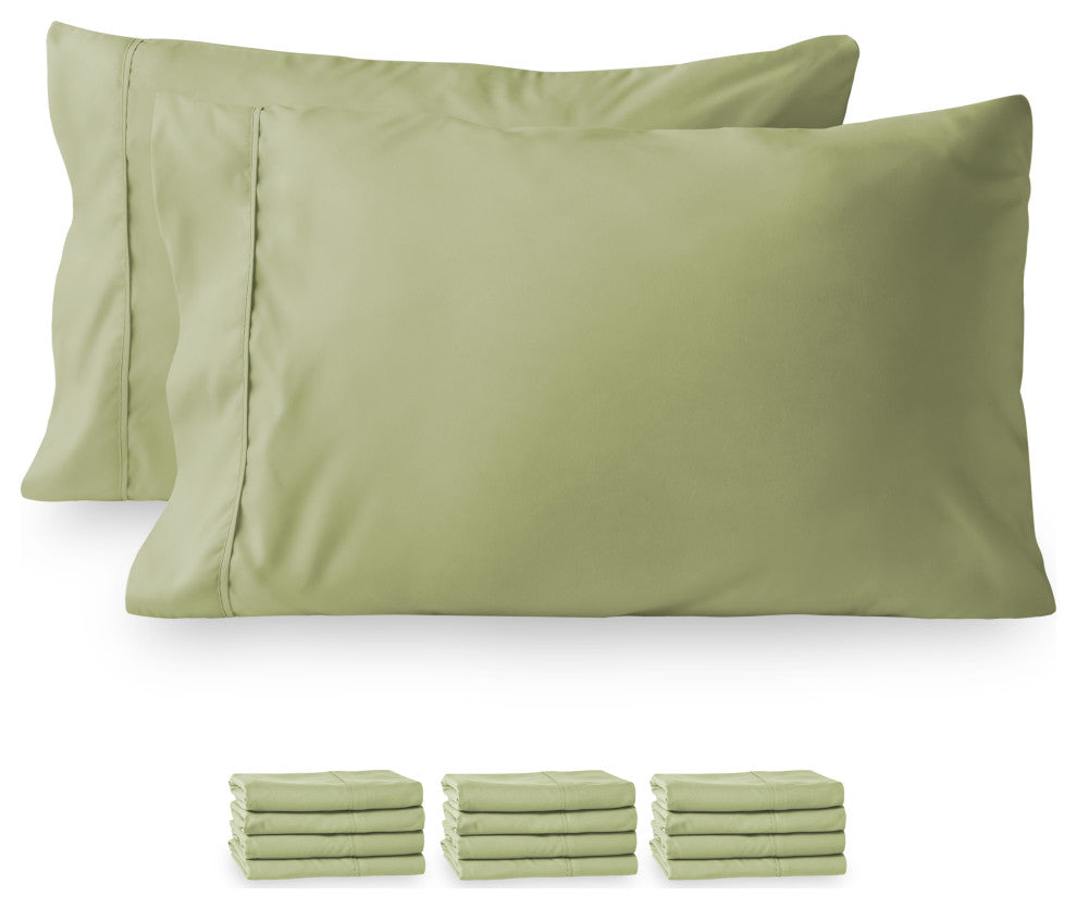 Bare Home Microfiber Pillowcases - Multi-Pack, Sage, Standard, Set of 12