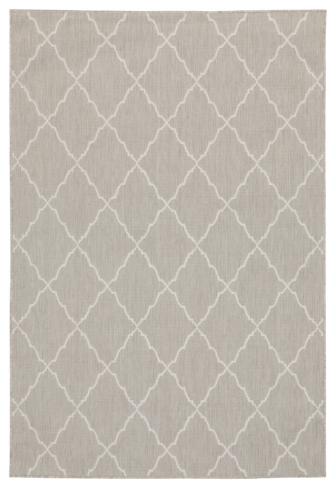 Parlan Lattice Indoor-Outdoor Area Rug, Gray, 9'10"x12'10"