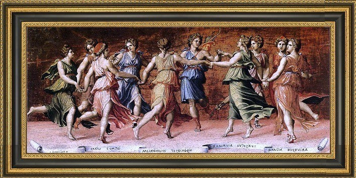 Baldassare Peruzzi Apollo and the Muses Framed Premium Canvas Print, 14"x28"