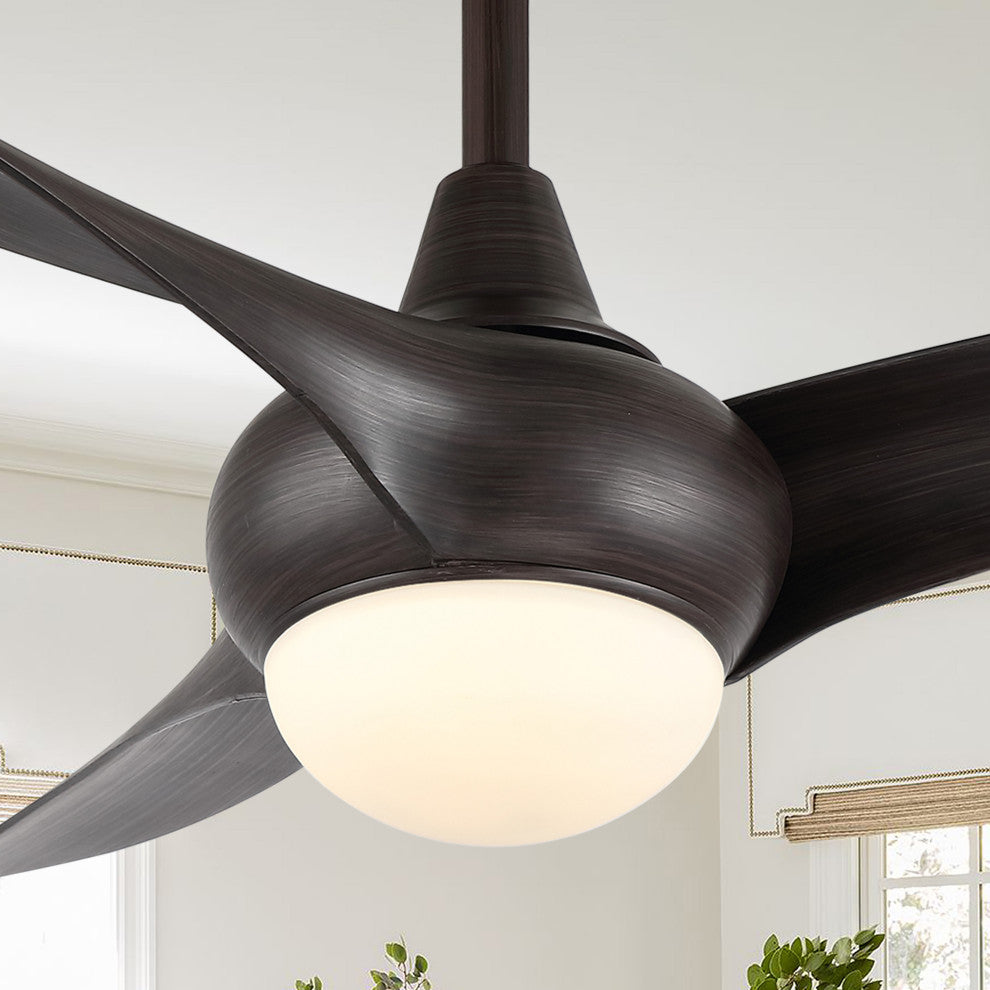 Aviator 52" 1-Light App 6-Speed Retro Swirl LED Ceiling Fan, Dark Brown Wood