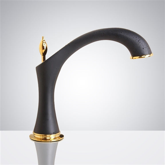 Fontana Matte Black and Gold Widespread Automatic Sensor Faucet