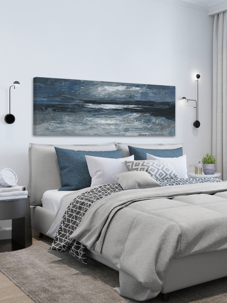 "Midnight Ocean" Painting Print on Wrapped Canvas, 60"x20"