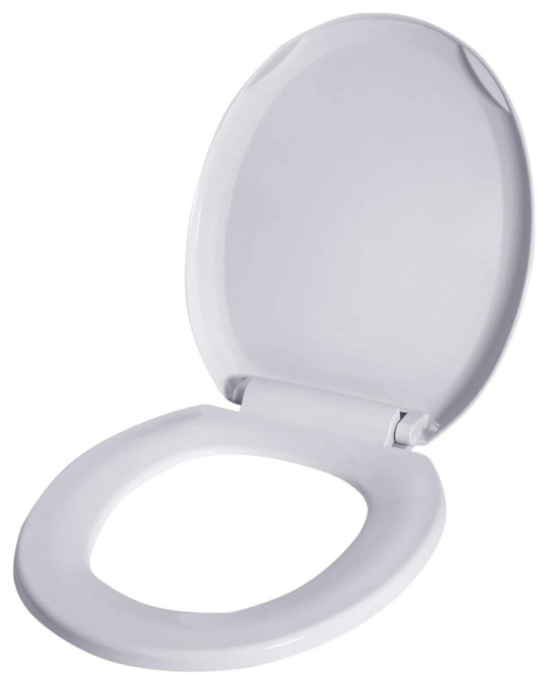 Round Plastic Toilet Seat Slow Close Easy Remove Adjustable Hinge White