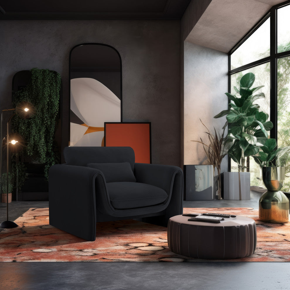 Sloan Black Velvet Fabric Chair