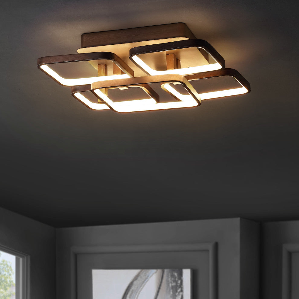 Sebastian 17.5" Integrated LED Flush Mount Ceiling Light, Coffee