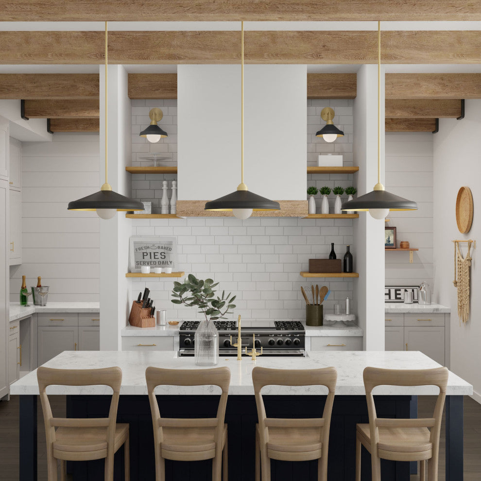 Brooks Matte Black 18" Adjustable Barn Light Pendant