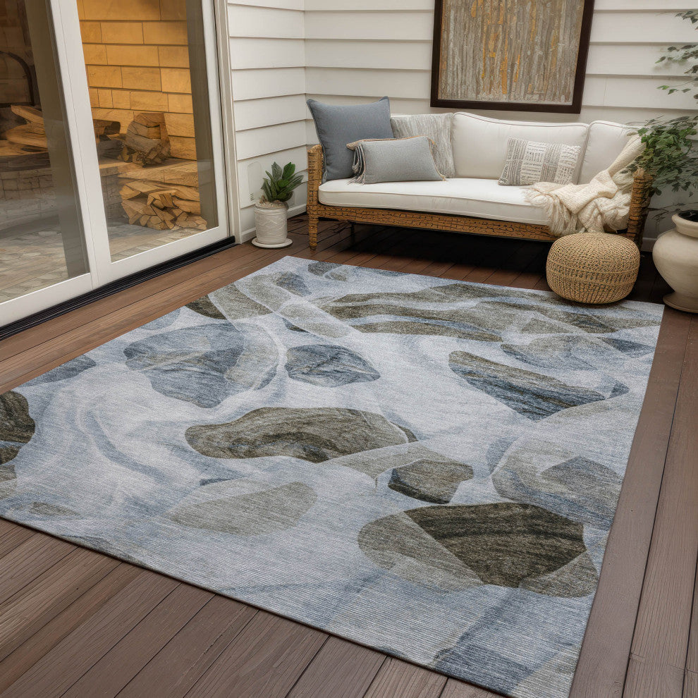 Machine Washable Indoor/Outdoor Chantille ACN1863 Sky 3' x 5' Rug